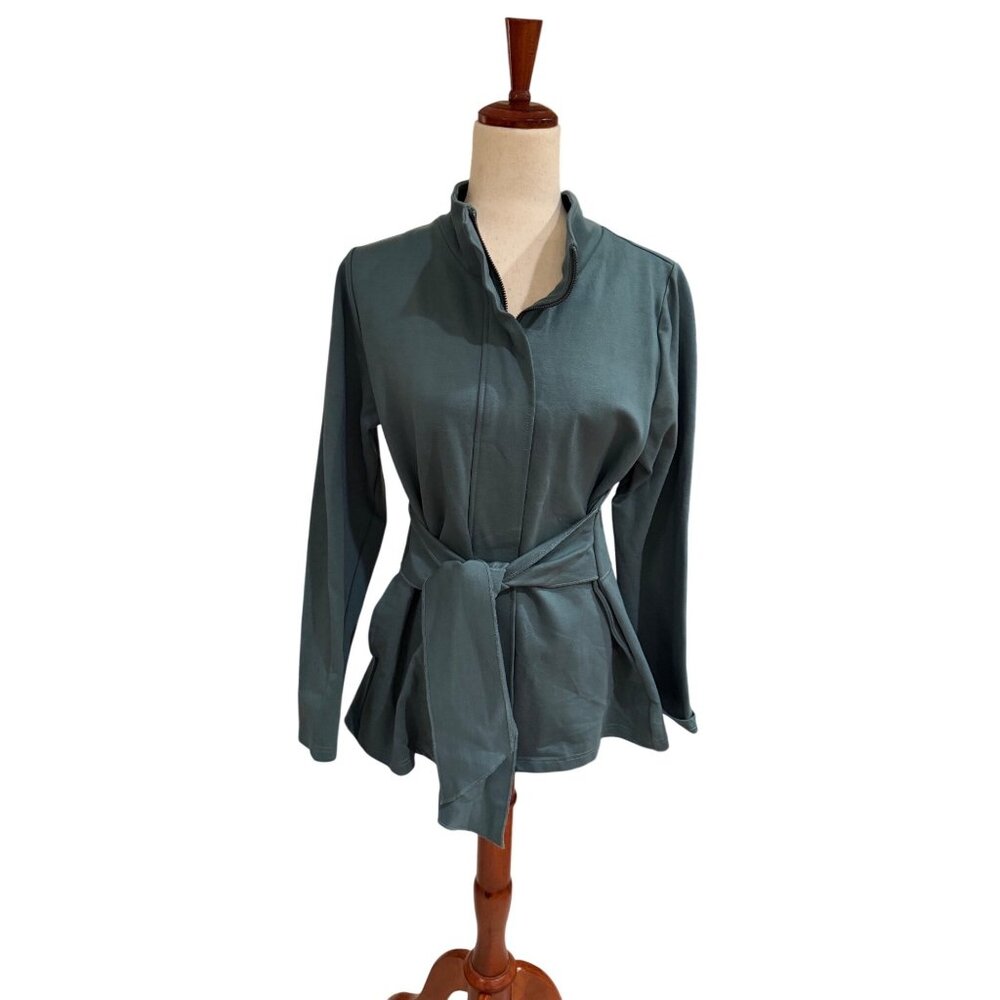 Anthropologie Luii Tie-Front Jacket‎ Top Size Medium Green Long Sleeve